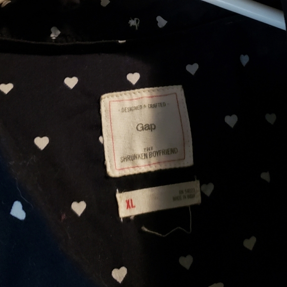 Gap blue with small white polka dots button up blouse. - Picture 2 of 5